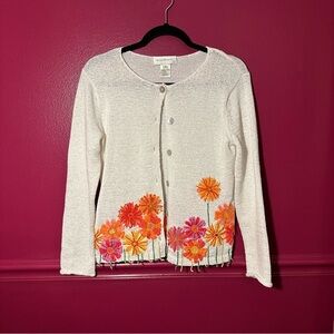 One of a Kind Susan Bristol Floral hand Embroidered Cardigan